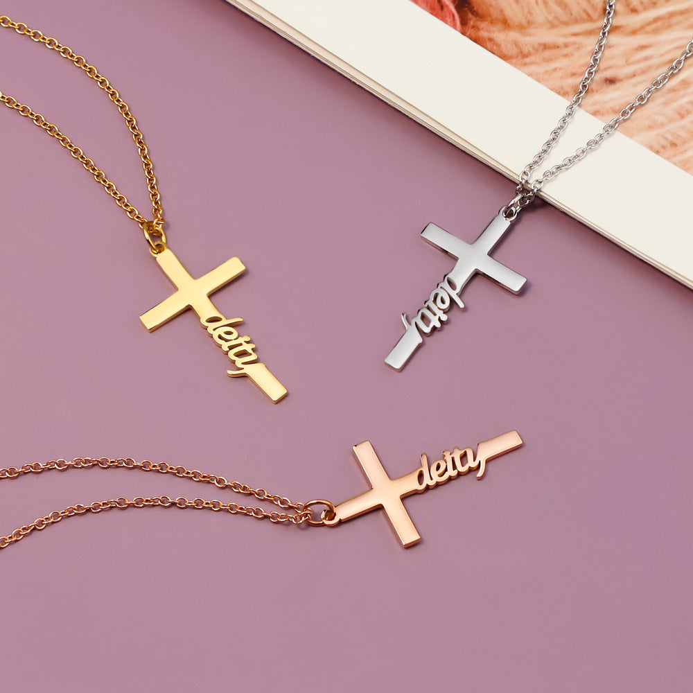 Fashion Creative Cross Customizable Name Pendant Necklace