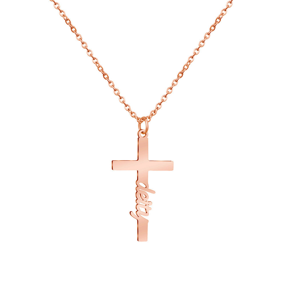 Fashion Creative Cross Customizable Name Pendant Necklace