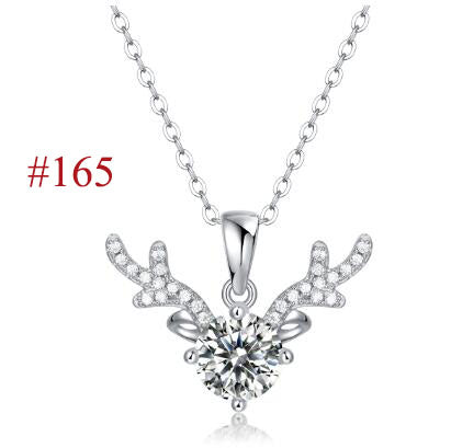 Elegant Six Claw V Shape Moissanite CZ 925 Sterling Silver Necklace