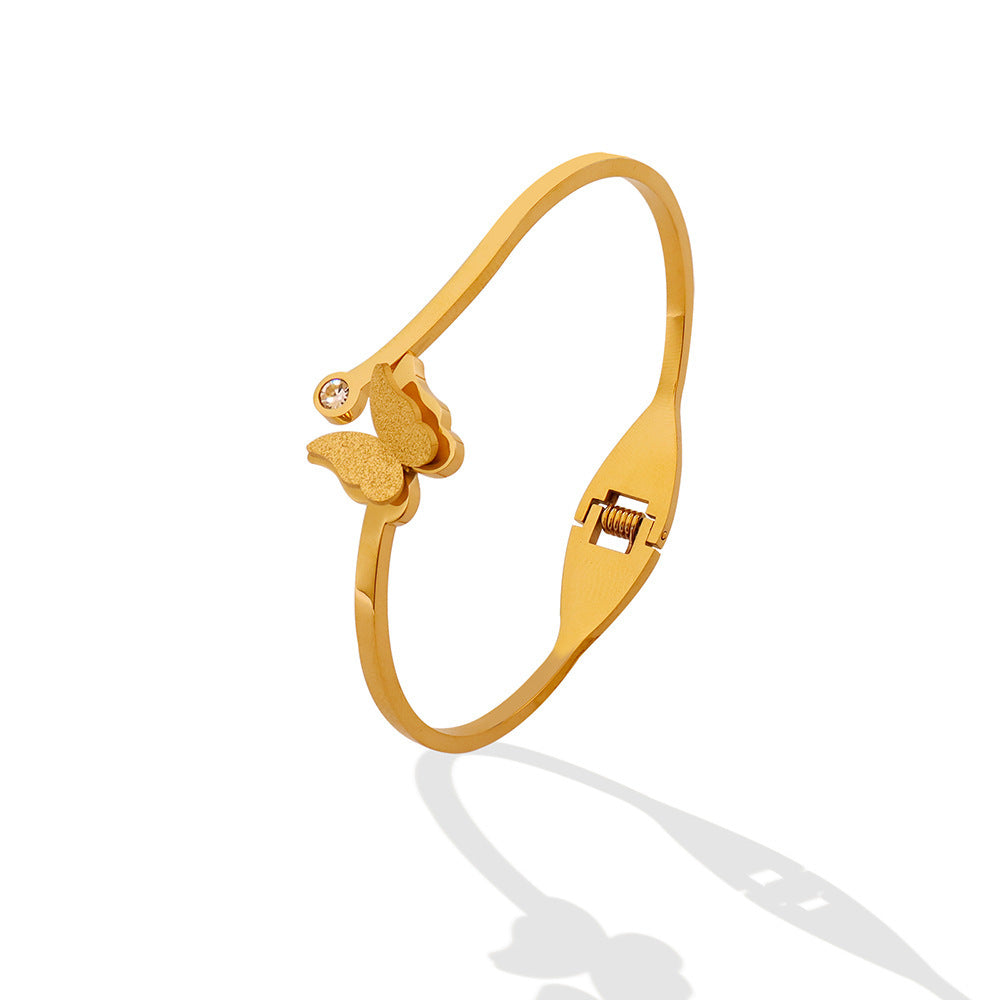 18K gold exquisite butterfly design with zircon opening versatile jewelry