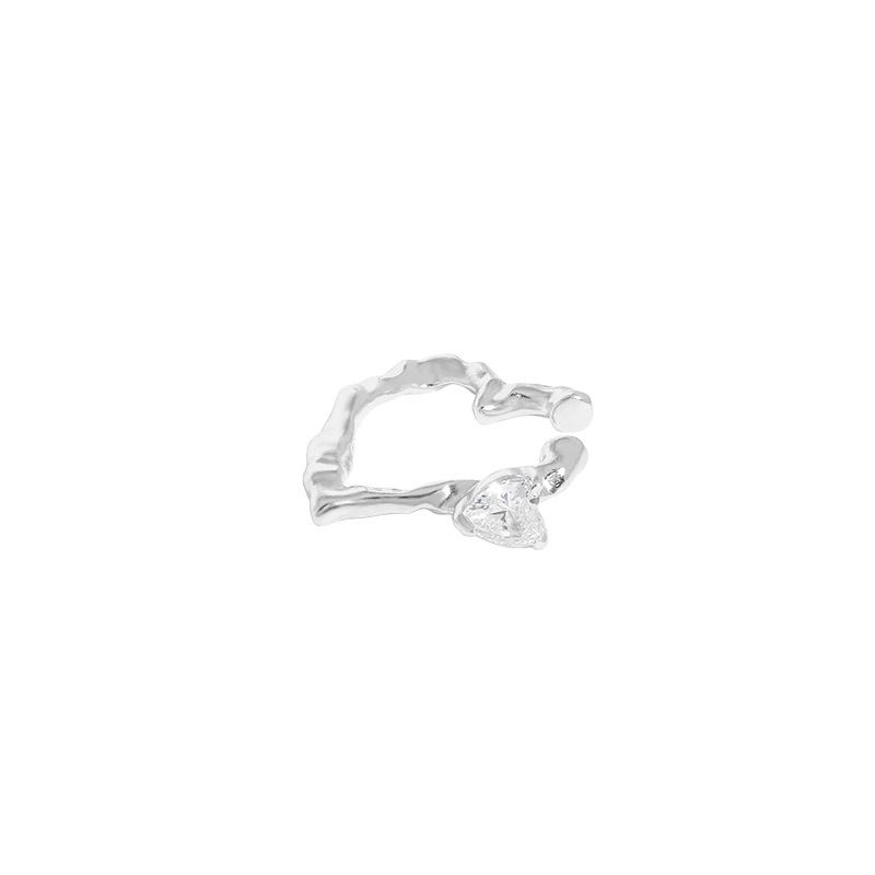 Party Irregular Heart CZ 925 Sterling Silver Non-Pierced Earring(Single)