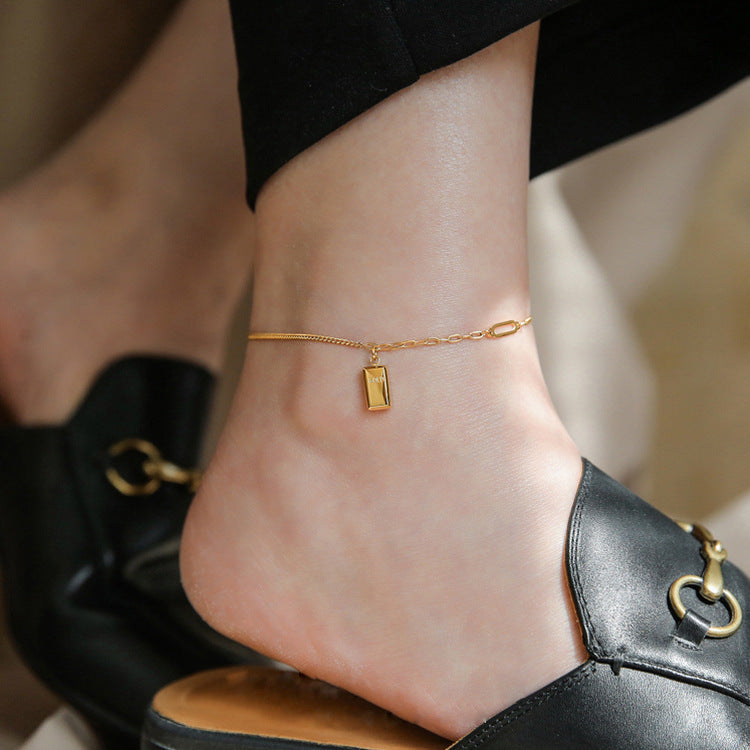 18K Gold Fashion Personality BRIC Gold Bar Design Versatile Anklet