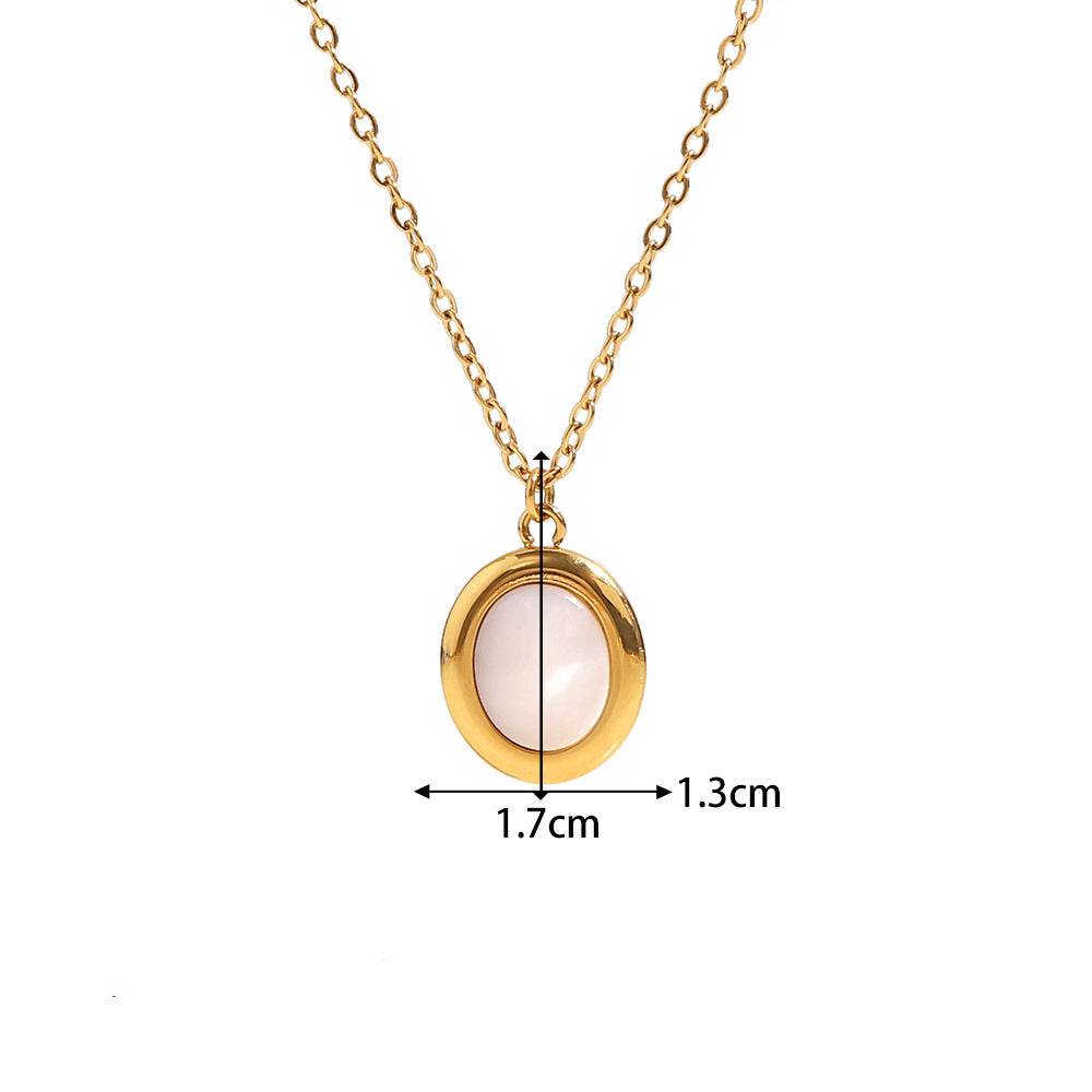 18K Gold Light Luxury Phoenix Inlaid Oval Opal All-Match Pendant Necklace