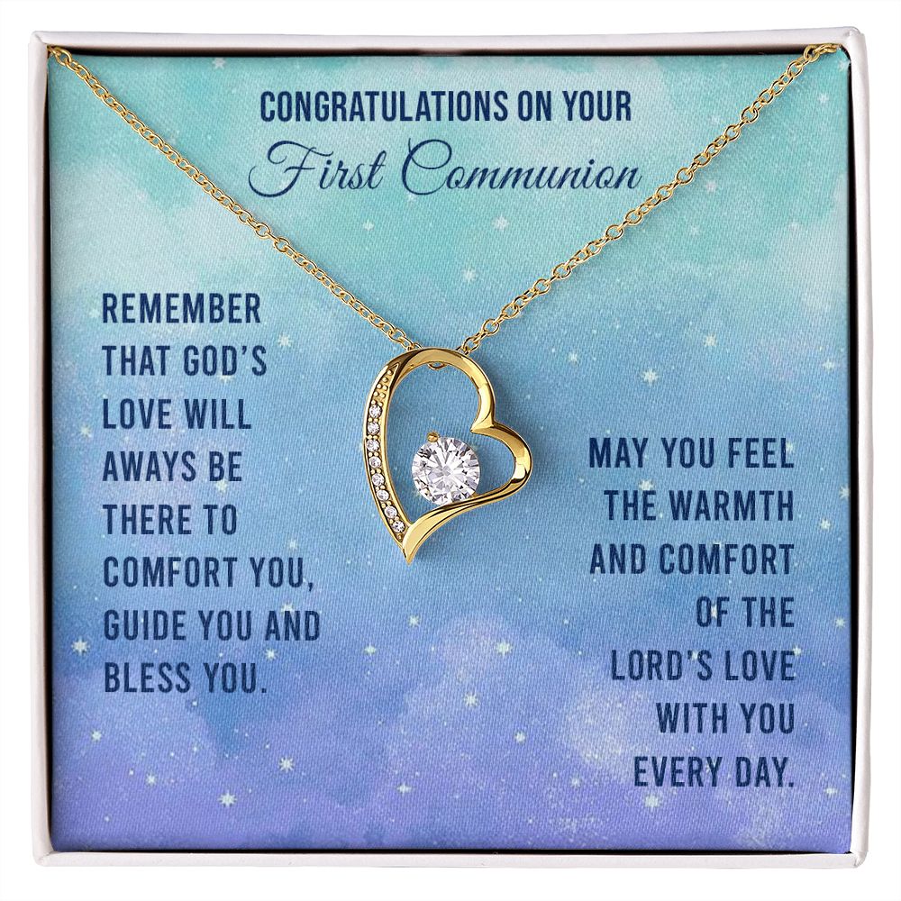 First communion Forever love cross heart Necklace