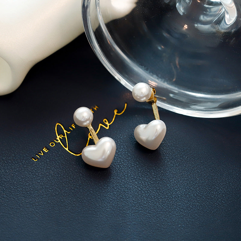 Simple Temperament Love Pearl Stud Earrings