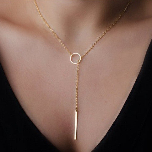 Simple and simple chain metal ring short necklace