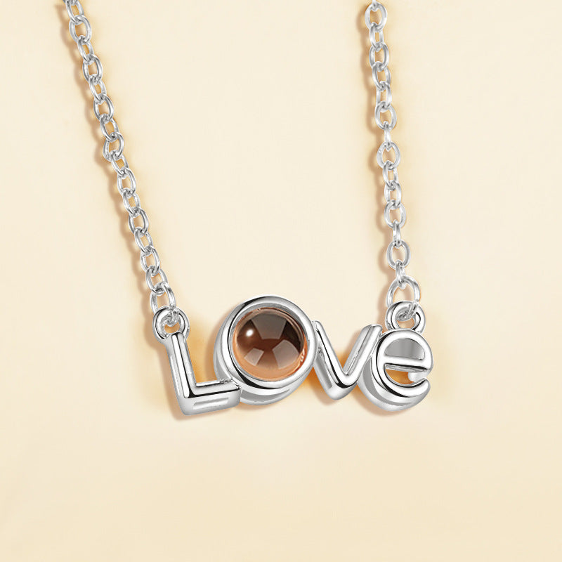 I love you 100 languages love memory projection necklace