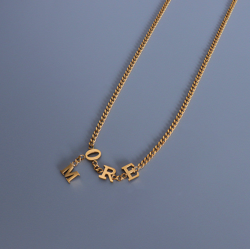 Letter Necklace Stainless Steel 18K Real Gold Plated Hypoallergenic