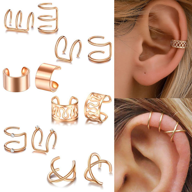 Fashion C-shaped Letter No Pierced Ear Clip Set
