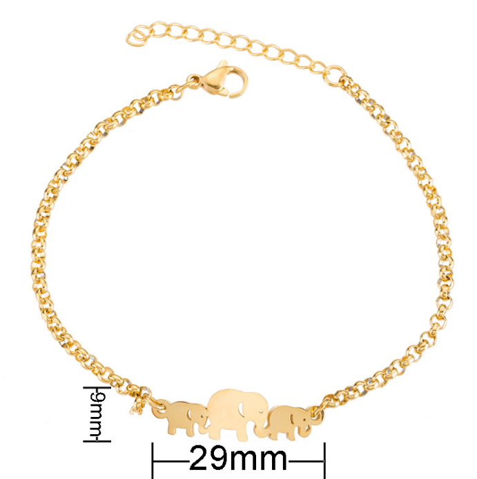 Gold Color Charms Bracelet Femme Stainless Steel Women Jewelry Lucky Origami Elephant Bracelets Friendship Gifts