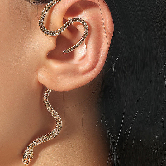 Non-hole Ear Clip Vintage Zircon Snake-shaped Earrings For Women Exaggerated Fake Cartilage Ear Cuff Fashion Jewerly Gifts
