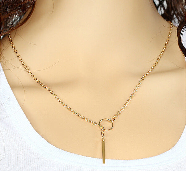 Simple and simple chain metal ring short necklace