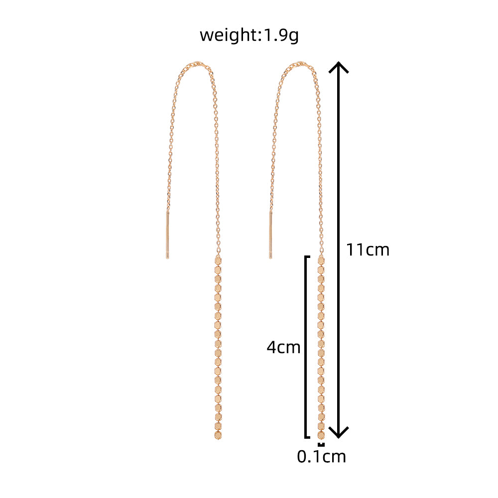 Gold-tone Copper Micro-set Zirconia Long Tassel Earwires