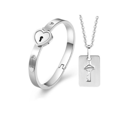 Titanium steel couple bracelet concentric lock fashion bracelet