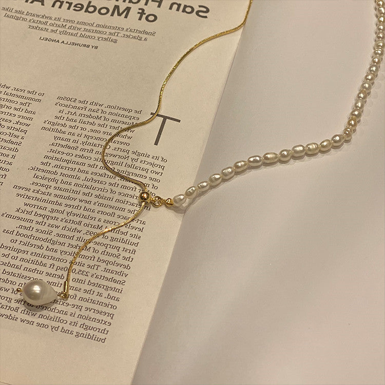 Fashionable Freshwater Pearl Adjustable Pull Necklace
