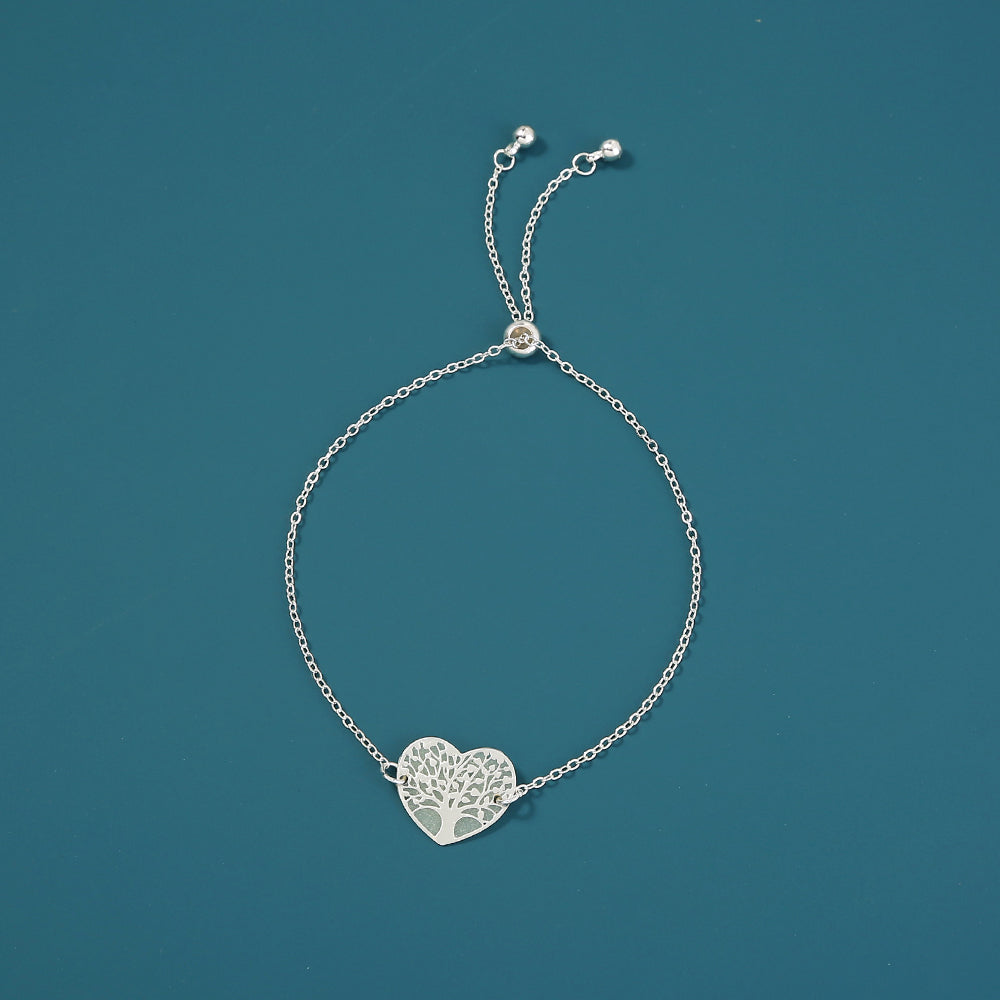 Silver copper heart tree of life dripping oil luminous bracelet