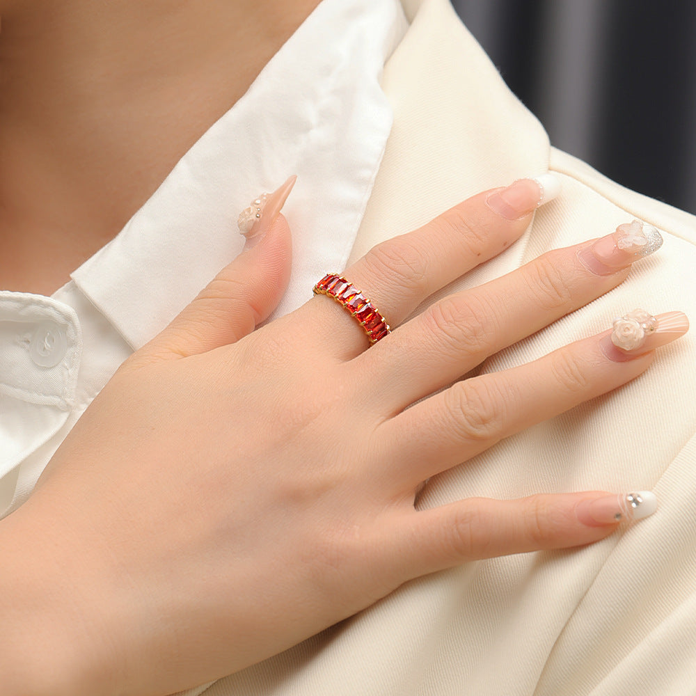 Fashion Diamond-studded Ring Jewelry Light Luxury Minority Colorful Crystals Rings