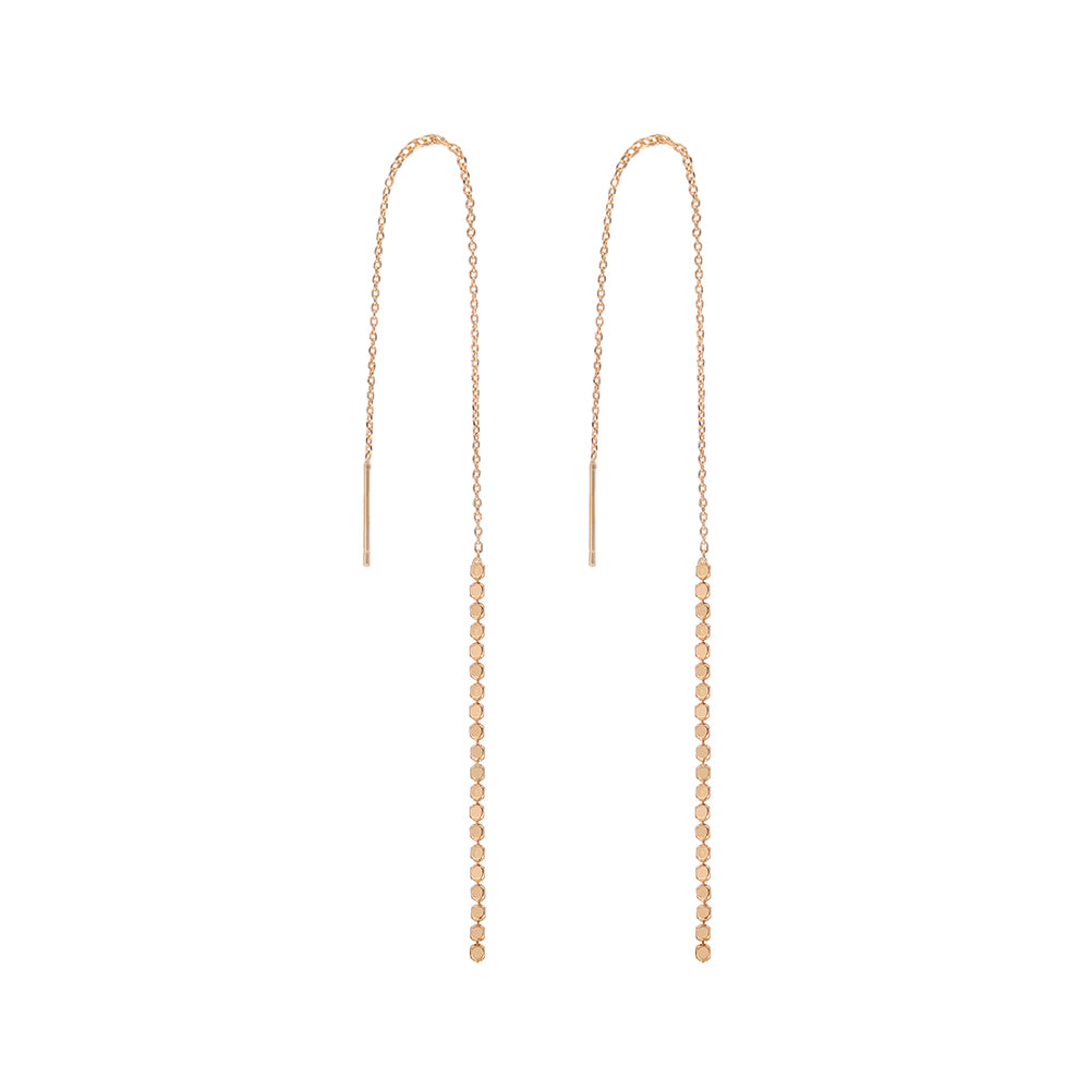 Gold-tone Copper Micro-set Zirconia Long Tassel Earwires