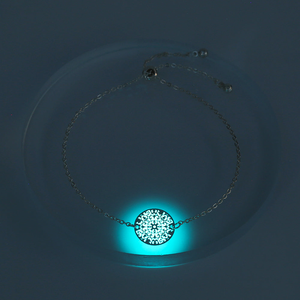 Silver Round textured glow-in-the-dark shrink bracelet