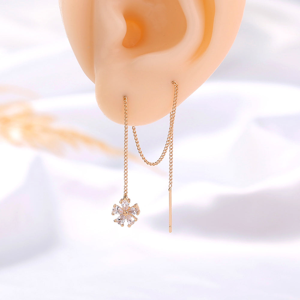 Gold Crown Waterdrop Zircon Tassel Earrings