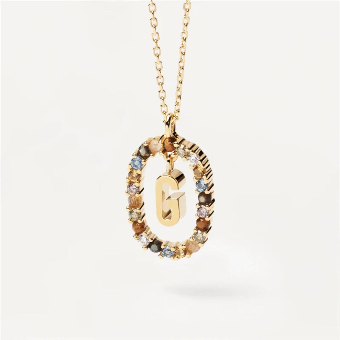 Colored Rhinestone Necklace 26 Alphabet Necklace 18K Fashion Jewelry