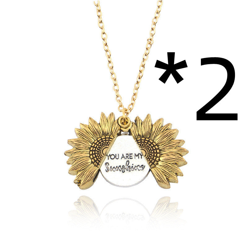 You Are My Sunshine Sunflower Necklace Women Men