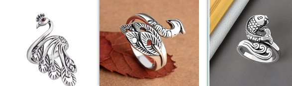 Fashionable personality exaggerated peacock ring