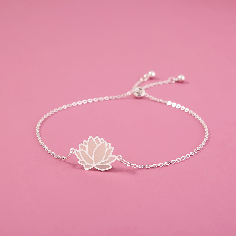 Silver Brass Lotus drop oil glow-in-the-dark bracelet