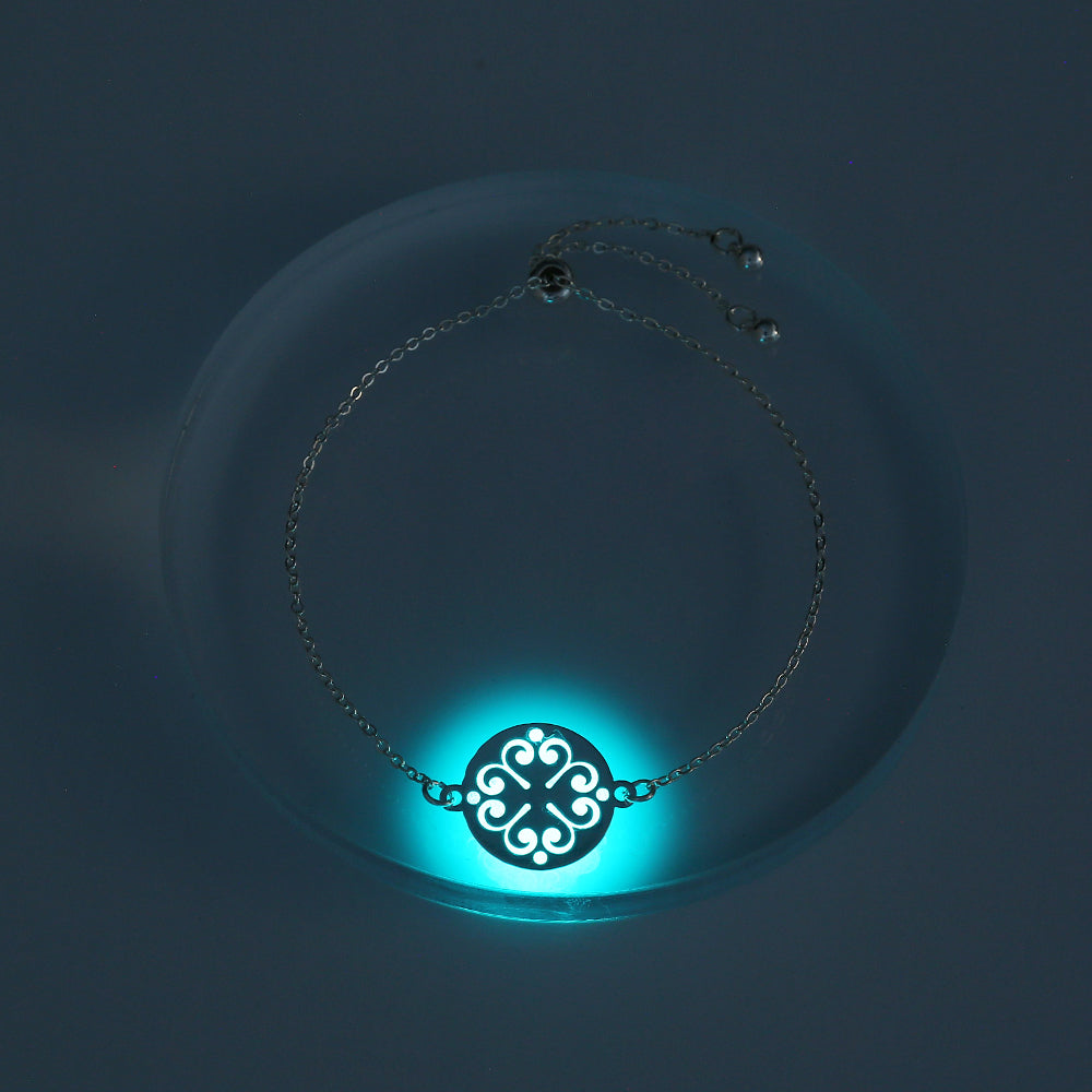 Glow-in-the-dark round copper bracelet