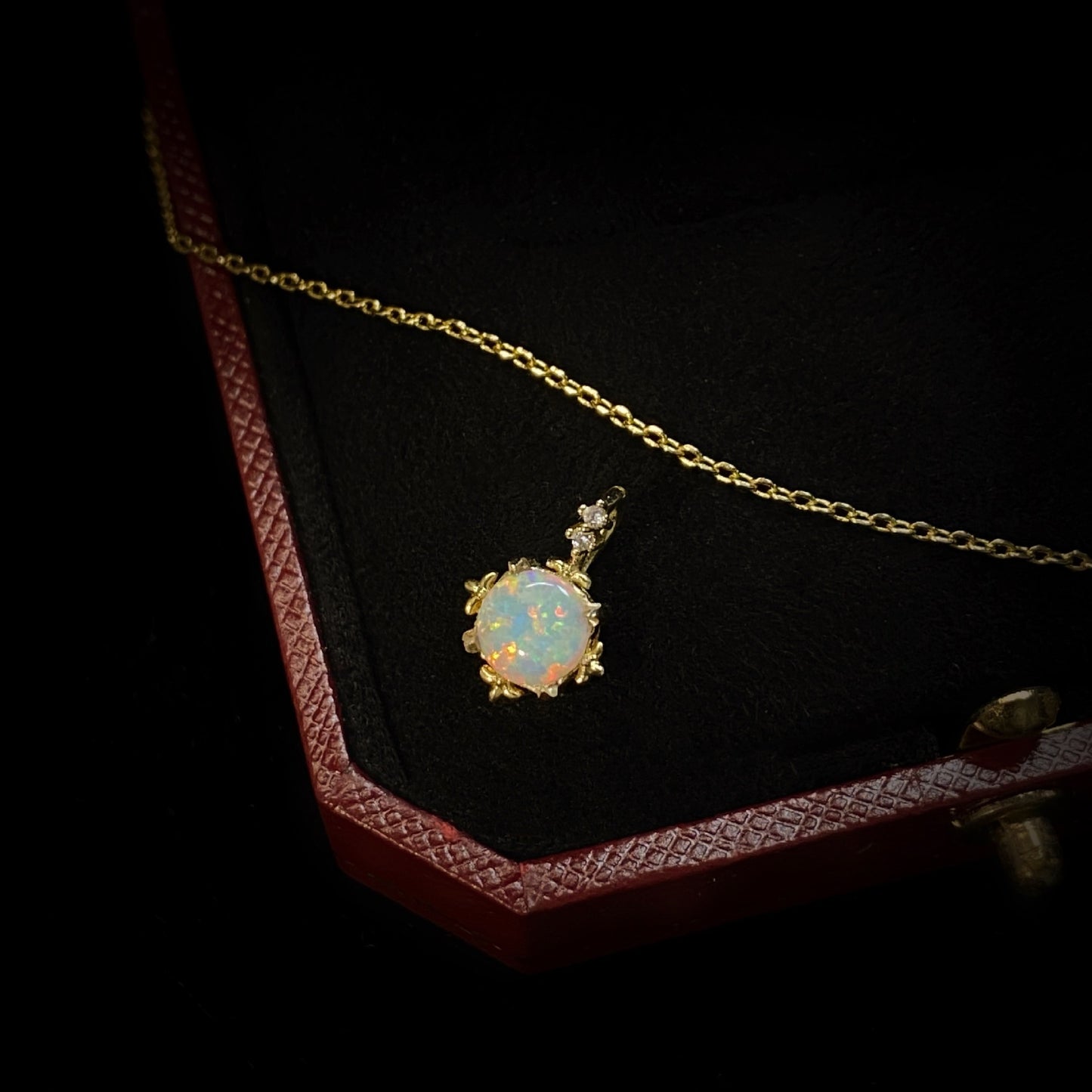 Opal Court Style Glow Gold Plated 14k Yellow Gold Necklace