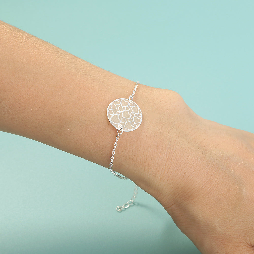 Silver Round Heart Texture glow-in-the-dark bracelet