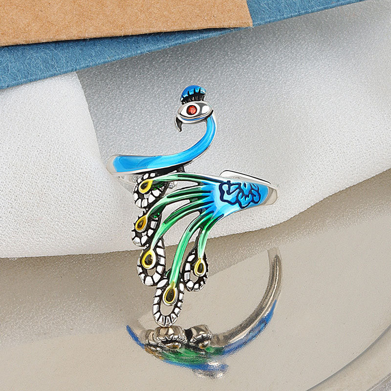 Fashionable personality exaggerated peacock ring