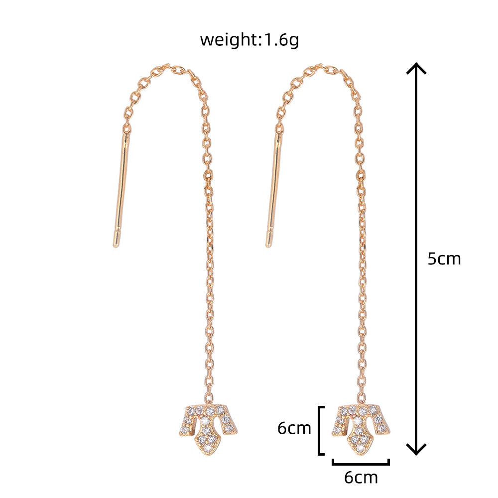 Gold Crown Zircon Copper Accessories Tassel Ear Wire