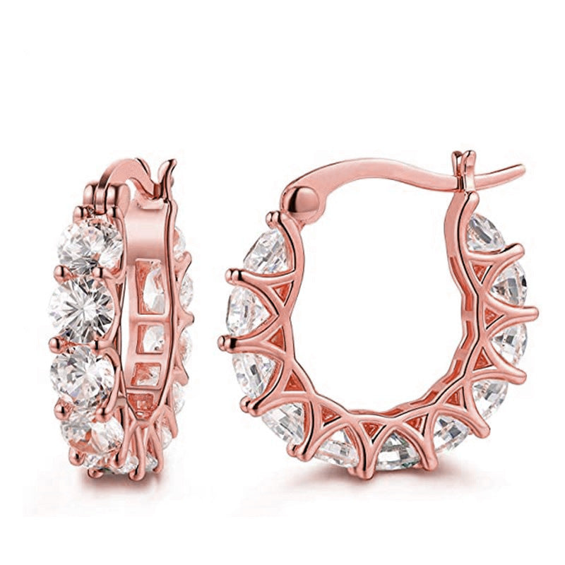 Fashion U-shaped Full Zircon Rhinestone Earrings