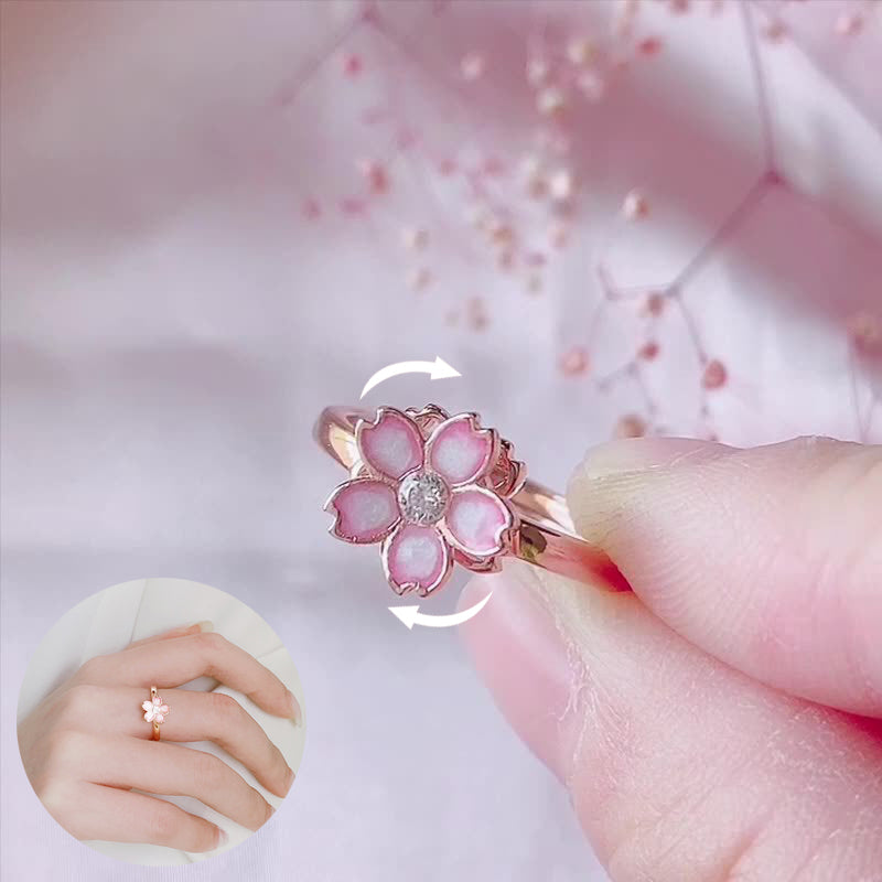 Cherry Blossom Rotatable Ring Ins Sweet Open Rings