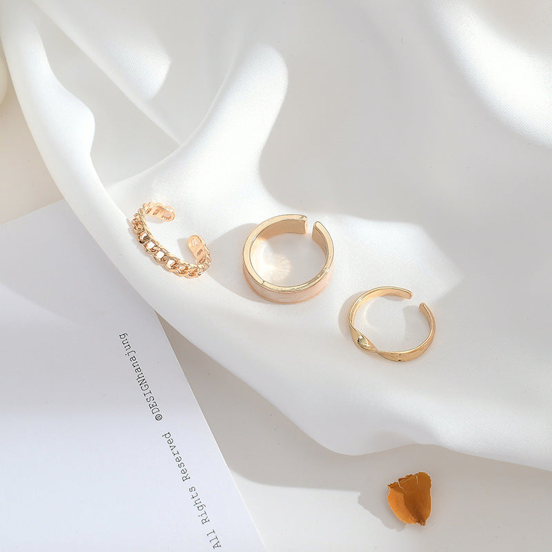 Adjustable Three-Piece Set Of Cold Wind Opening Rings Summer Ring Beauty