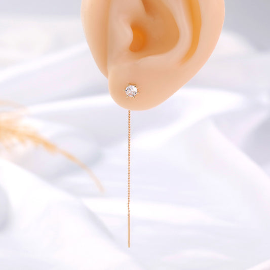 Gold Six-prong Zircon Copper Hardware Tassel Ear Wire