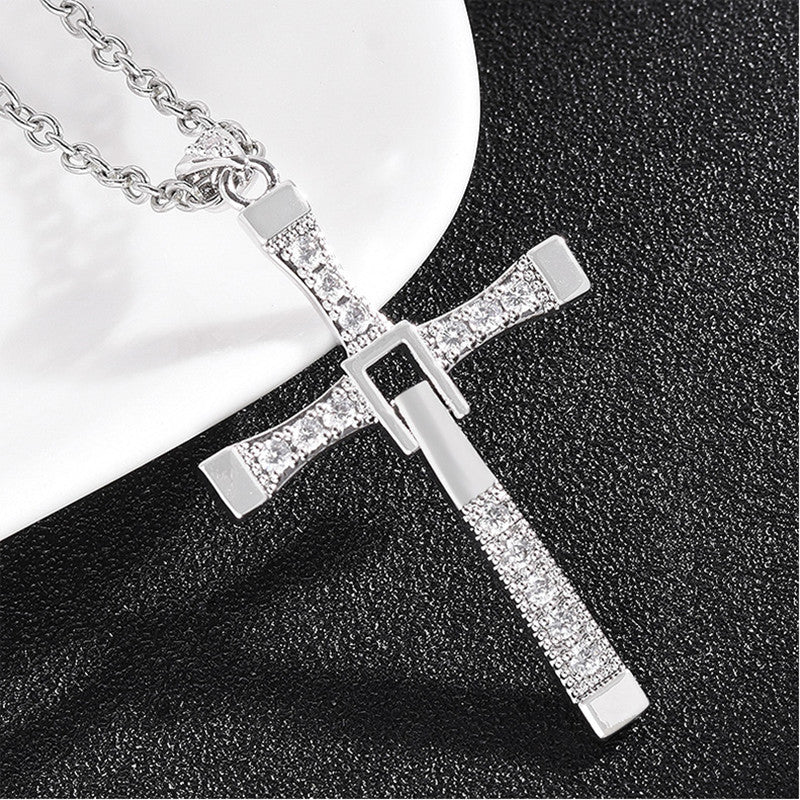 Cross Couple Boys Necklace Pendant Titanium Steel Chain Fast And The Furious Dominic Toretto