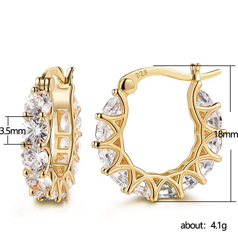 Fashion U-shaped Full Zircon Rhinestone Earrings