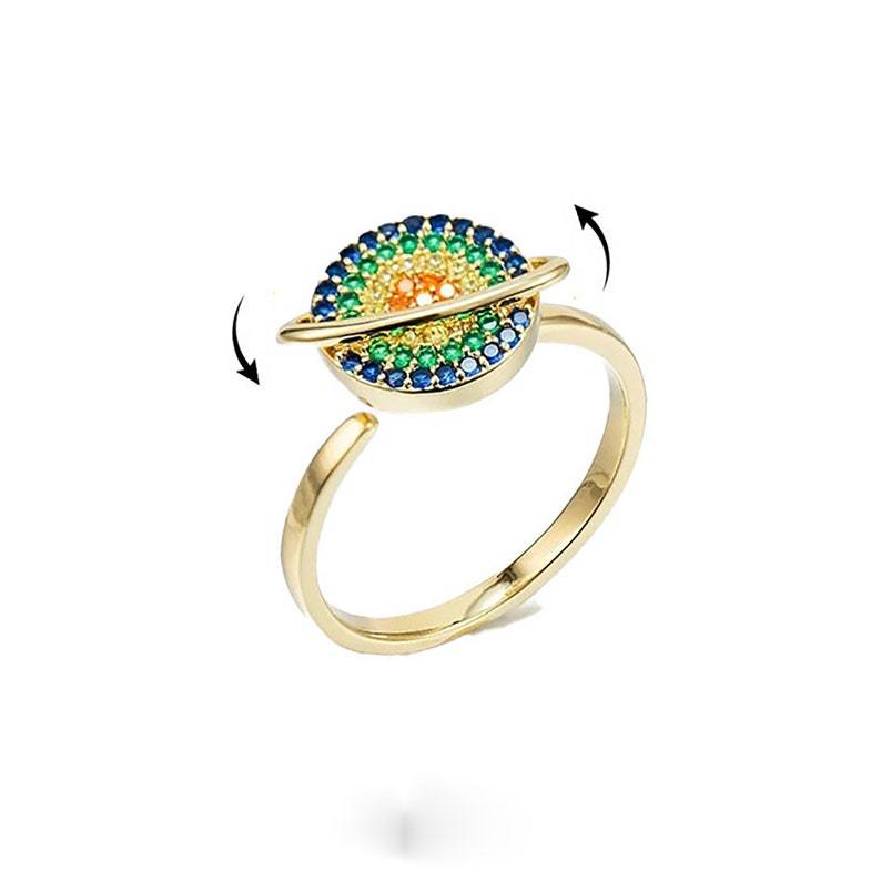 Personalized Design Planet Opening Female Rotating Ring