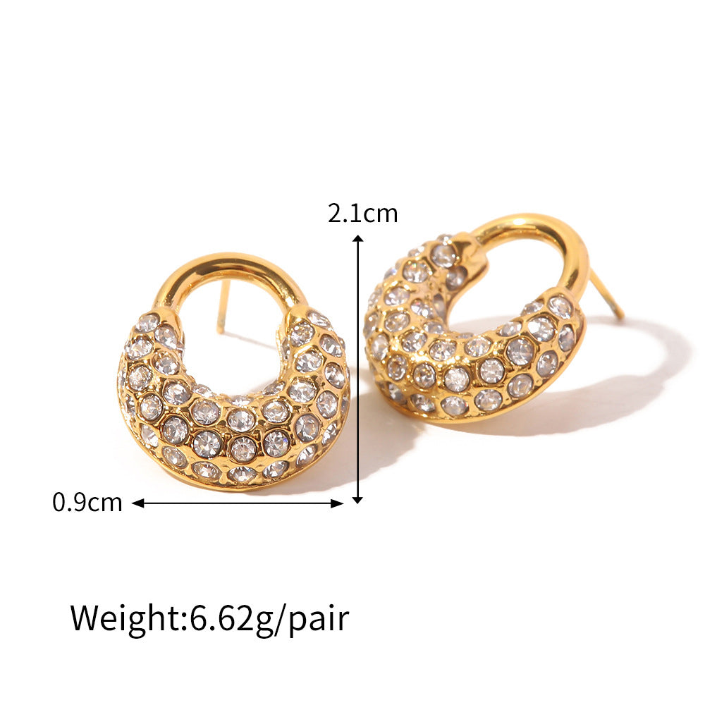 18K Gold Plated White Diamond Drop Earrings