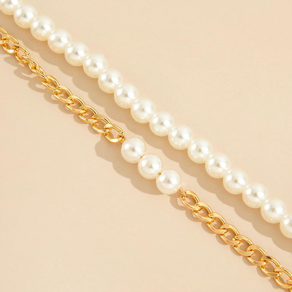 F3.Pearl and chain two-piece anklet - Elle Royal Jewelry