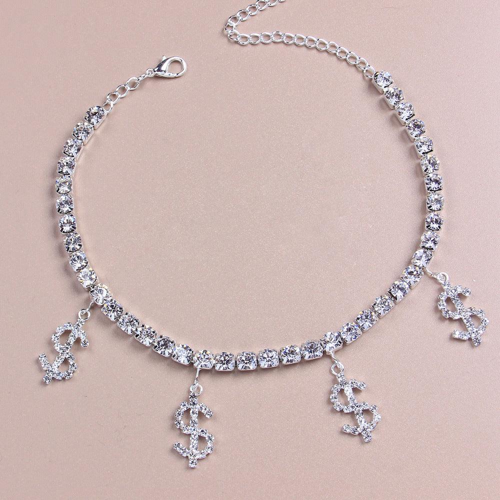 F6.Dollar Sign Creative Pendant Anklet - Elle Royal Jewelry