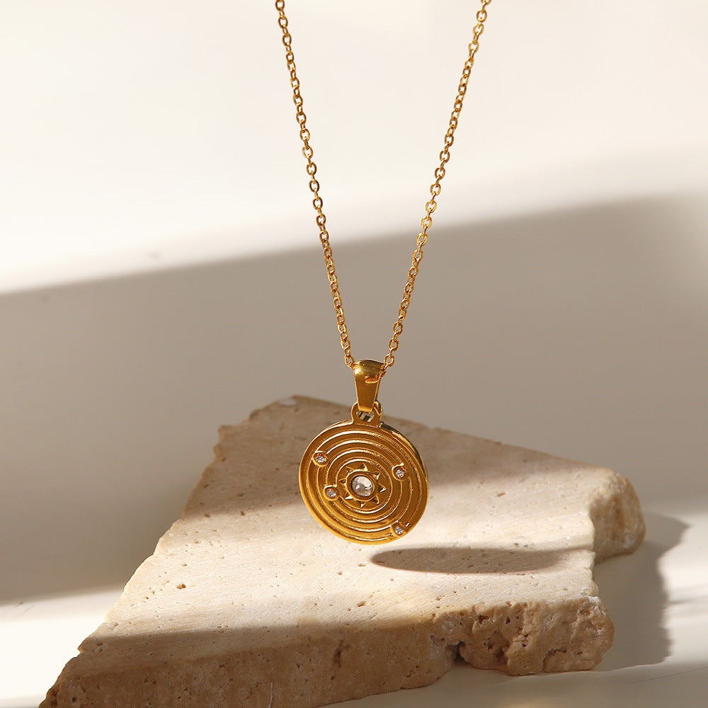 18K gold plated concentric circle pendant choker