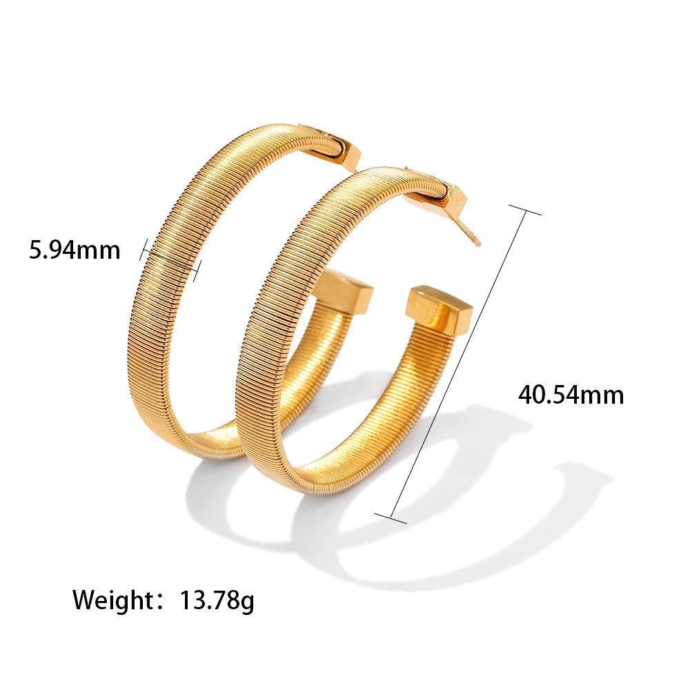 18K gold-plated C-shaped hoop fashion all-match earrings