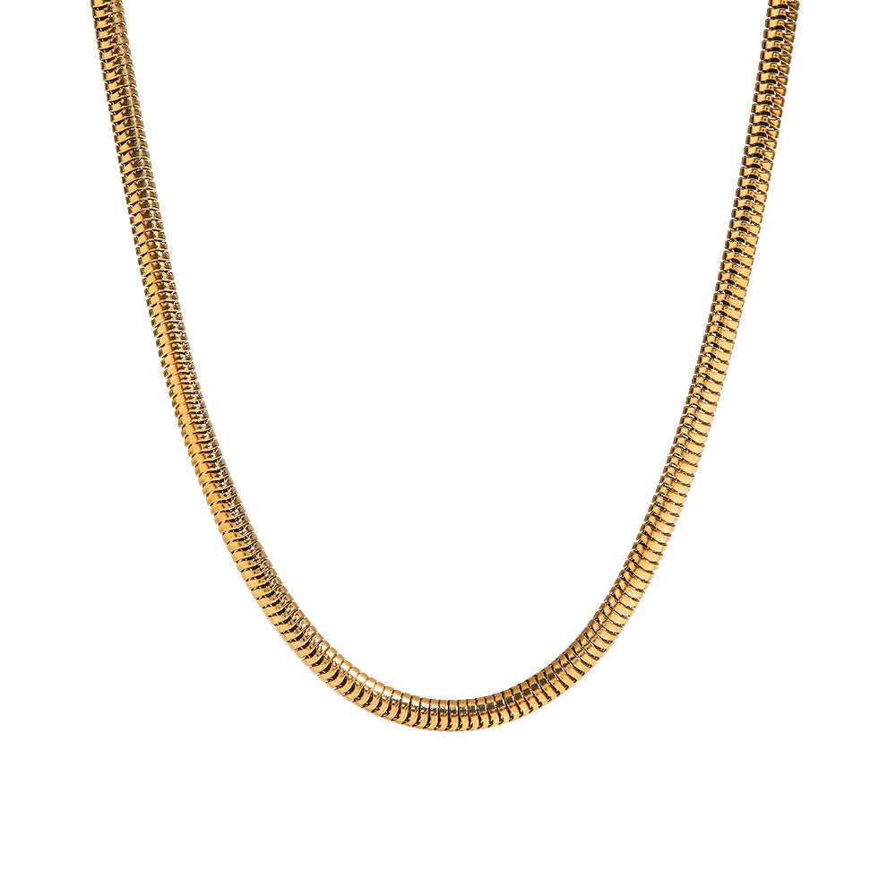 18K Gold Fashionable Hip Hop Snake Bone Chain Light Luxury Necklace