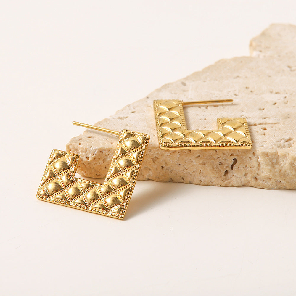 18K gold plated fashion all-match diamond earrings