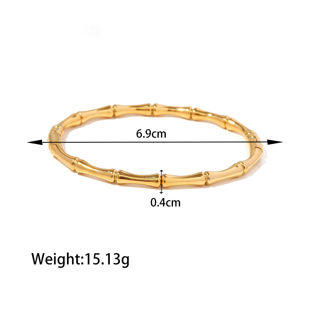 18K Gold Fashion Simple Bamboo Closed Design Versatile Bracelet