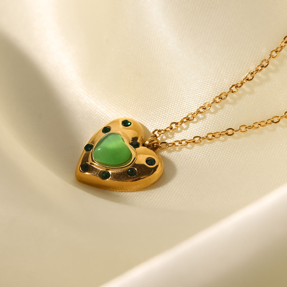 Love Opal Outer Diamond Fashion Pendant Necklace
