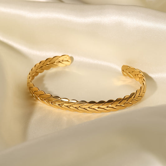 18k Gold Plated Wheat Ear Shaped Open Bracelet